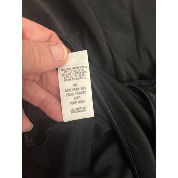 Vintage Vandemere Black Sheer Slip Dress M Lace Trim Romantic Lingerie Nightgown - Picture 9 of 9